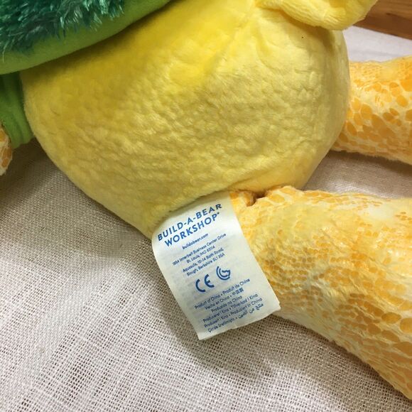 Build A Bear Yellow Sea Turtle Plush Teddy Bear Removable Green Shell Backpack - Picture 7 of 10